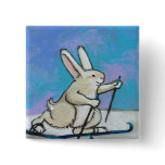 Cross Country Skiing rabbit fun cute winter art Pin