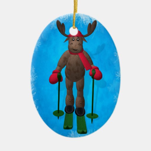 CrossCountry Skiing Whimsical Reindeer Ceramic Ornament Zazzle