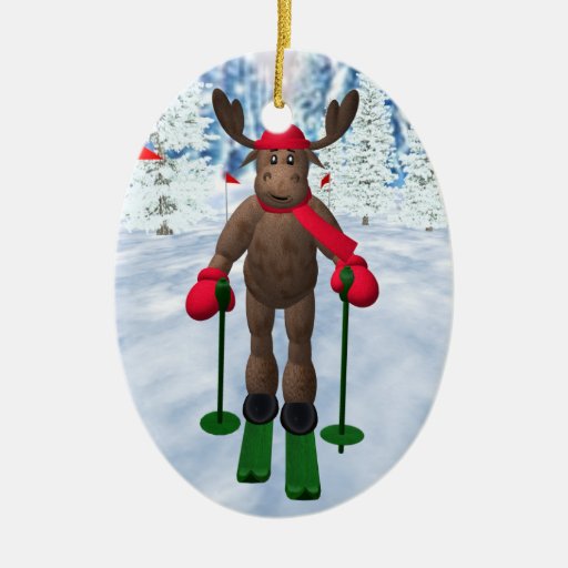 CrossCountry Skiing Whimsical Reindeer Christmas Ornaments Zazzle