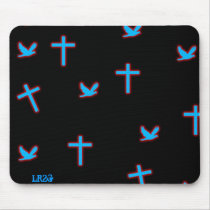 Cross doves Black mousepads