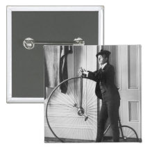 Cross-Dressed Cyclist, 1890 Pinback Buttons