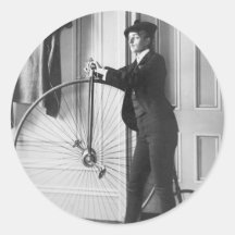 Cross-Dressed Cyclist, 1890 Round Sticker