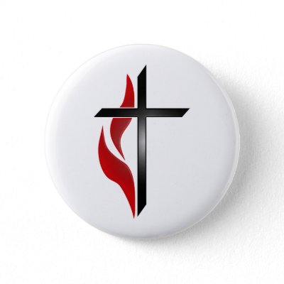 CROSS & FLAME PINBACK BUTTON