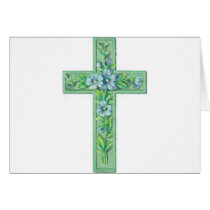 cross green greeting card