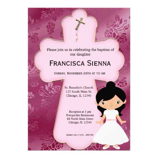 Cross Holy Communion Girl Personalized Invitation