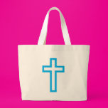 Cross in Black Blue Gold or Silver Canvas Bag