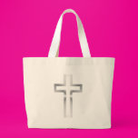 Cross in Black Blue Gold or Silver Tote Bags