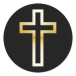 Cross in Black Blue Gold or Silver Round Stickers