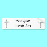 Cross of Silver and White Roses bumper stickers