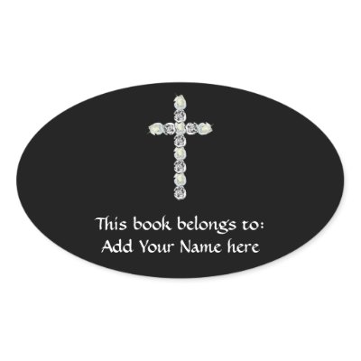 Cross of Silver and White Roses Sticker