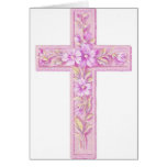 cross rose pink greeting card