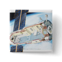 Cross section of solar powered space station buttons