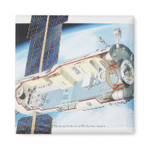 Cross section of solar powered space station refrigerator magnet