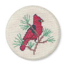 Cross Stitch Cardinal Magnet by naturegirl7 Cross Stitch Cardinal Magnet