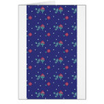 Cross stitch rose bud blue greeting card