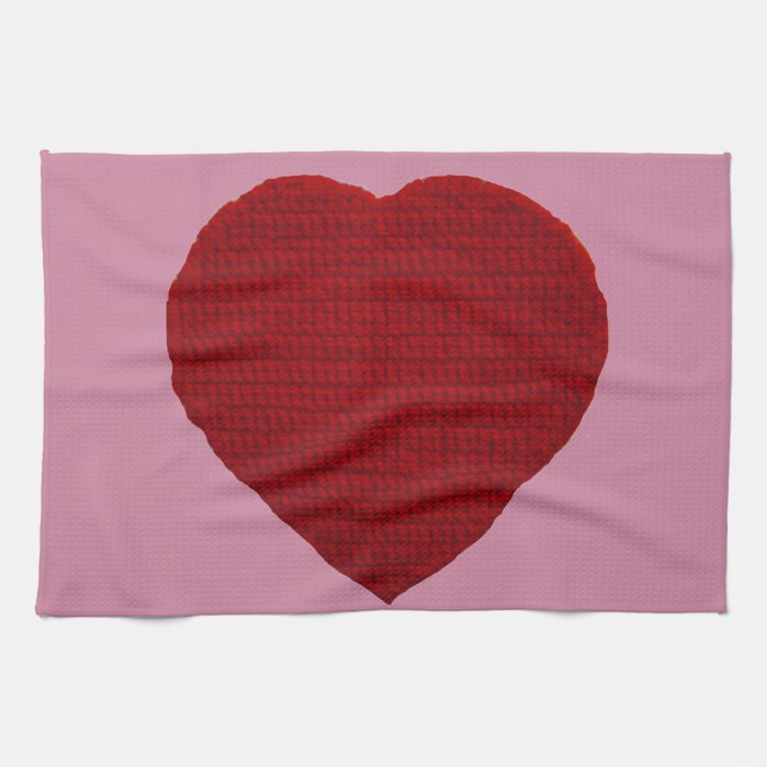 Cross Stitched Heart Kitchen Towel