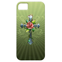 Cross with a Thorned Rose iPhone 5 Case