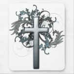 Cross with floral graphics mouse pads