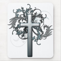 Cross with floral graphics mouse pads