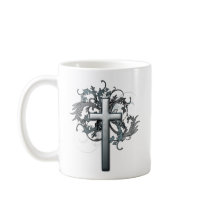 Cross with floral graphics coffee mug