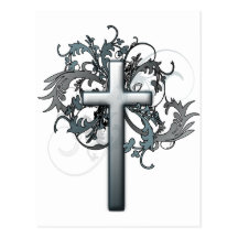 Cross with floral graphics postcards