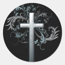 Cross with floral graphics stickers