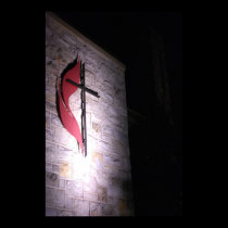 Cross With Red Flare Framed Print posters