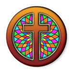 CROSS WITH STAINED GLASS FRIDGE MAGNET