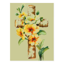 Cross With Yellow Flowers Post Cards