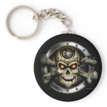 biker, crossbones, death, evil, fantasy, gothic, halloween, harley, science fiction, Keychain with custom graphic design