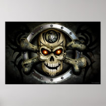 biker, crossbones, death, evil, fantasy, gothic, halloween, harley, digital art, Poster with custom graphic design