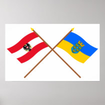 Crossed Austria and Niederösterreich flags Poster