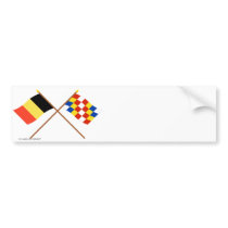 Crossed Belgium and Antwerp Flags Bumper Sticker