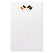 Crossed Belgium and Flemish Brabant Flags Custom Stationery