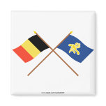 Crossed Belgium and Region of Brussels Flags Fridge Magnets