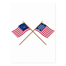 Crossed Bennington and French Alliance Flags Post Card