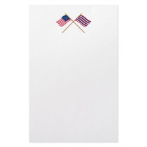 Crossed Bennington and Ft Mifflin Flags Customized Stationery