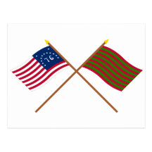 Crossed Bennington and Ft Sackville Flags Postcard