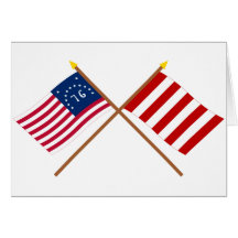 Crossed Bennington and Liberty Tree Flags Greeting Card