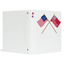 Crossed Bennington and New York Liberty Flags 3 Ring Binder