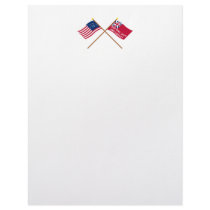 Crossed Bennington and New York Liberty Flags Letterhead Template