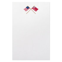 Crossed Bennington and New York Liberty Flags Customized Stationery