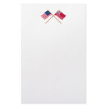 Crossed Bennington and New York Liberty Flags Customized Stationery