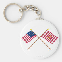 Crossed Bennington and Sheldon's Horse Flags Key Chains
