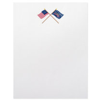 Crossed Bennington and Whiskey Rebellion Flags Letterhead Design