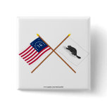 Crossed Bennington Flag and New York Ensign Pinback Button