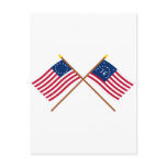 Crossed Betsy Ross and Bennington Flags Post Cards