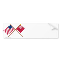 Crossed Betsy Ross and Brandywine Flags Bumper Sticker