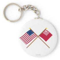 Crossed Betsy Ross and Brandywine Flags Keychains