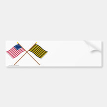 Crossed Betsy Ross and Brigantine Reprisal Flags Bumper Stickers